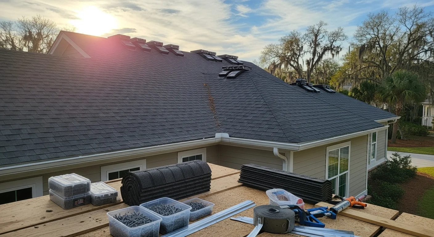 Home exterior renovation with new siding and roofing